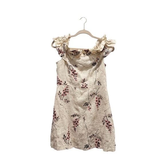 REVOLVE Rebecca Taylor Floral Embroidered Off Shoulder Ivie Mini Dress Cream Sz8 - Picture 3 of 10